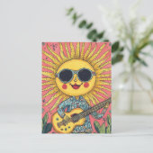 Sunshine Playing Guitar Postkarte (Stehend Vorderseite)