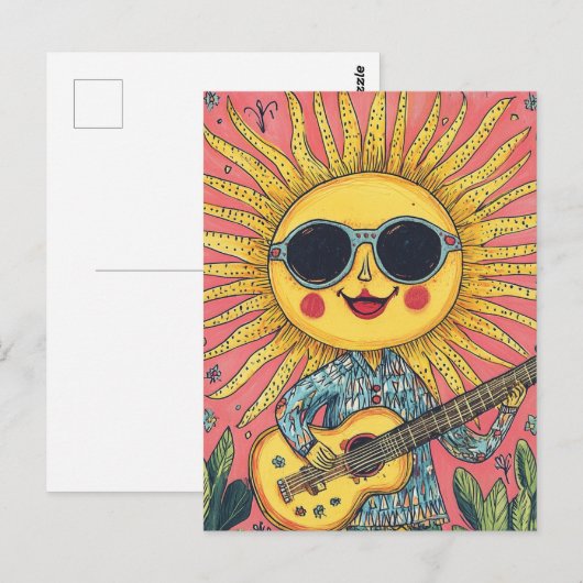 Sunshine Playing Guitar Postkarte (Vorne/Hinten)