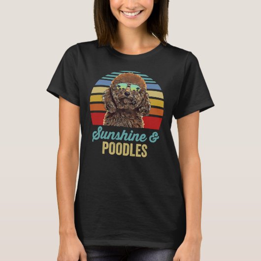 Sunshine Poodles Dog Retro Sunset T-Shirt (Vorderseite)