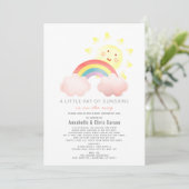 Sunshine & Rainbow Baby Dusche by Mail Einladung (Stehend Vorderseite)