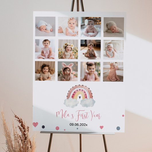 Sunshine Rainbow Birthday Foto Milestone Poster