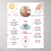 Sunshine Rainbow Birthday Foto Milestone Poster (Vorne)