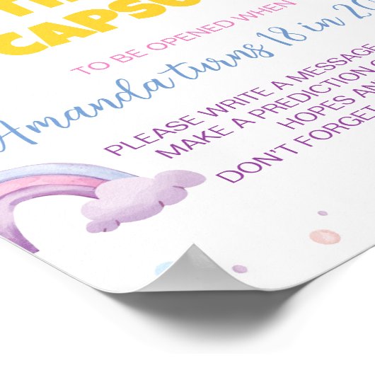 Sunshine Rainbow Birthday Time Kapselunterschrift Poster (Ecke)