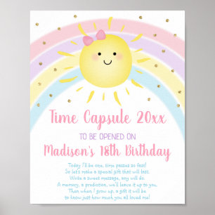Sunshine Rainbow First Birthday Time Kapsel Poster