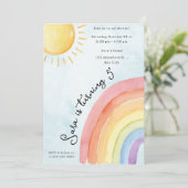Sunshine & Rainbow Girl Geburtstagsparty Einladung (Stehend Vorderseite)