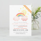 Sunshine & Rainbow Girl Virtual Birthday Party Einladung (Stehend Vorderseite)