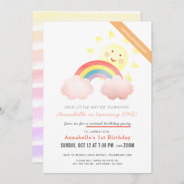 Sunshine & Rainbow Girl Virtual Birthday Party Einladung