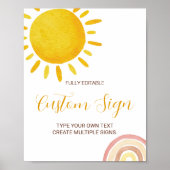 Sunshine Rainbow Groovy 1. Geburtstag Benutzerdefi Poster (Vorne)