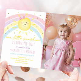 Sunshine Rainbow Pastel Geburtstag Einladung