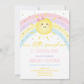 Sunshine Rainbow Pastel Geburtstag Einladung (Vorderseite)
