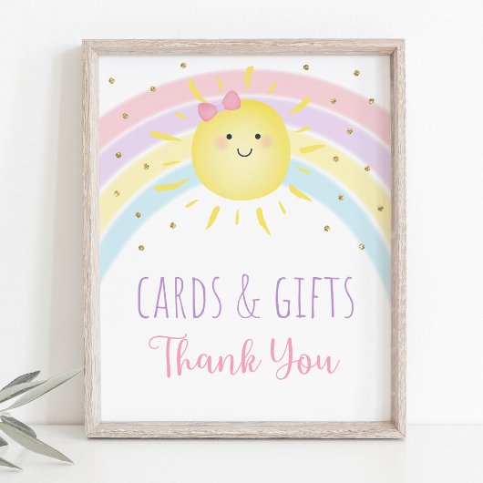 Sunshine Rainbow Pink Gold Cards & Gifts Zeichen Poster