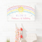 Sunshine Rainbow Pink Gold Erster Geburtstag Banner (Insitu)