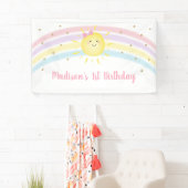 Sunshine Rainbow Pink Gold Pastel Geburtstag Banner (Insitu)