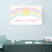 Sunshine Rainbow Pink Gold Pastel Geburtstag Banner (Messeveranstaltung)
