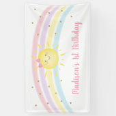 Sunshine Rainbow Pink Gold Pastel Geburtstag Banner (Vertikal)