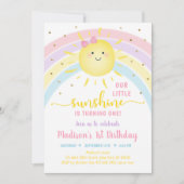 Sunshine Rainbow Pink Gold Pastel Geburtstag Einladung (Vorderseite)