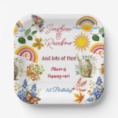 Sunshine Rainbow Spring Garden Butterfly Geburtsta Pappteller (Vorderseite)
