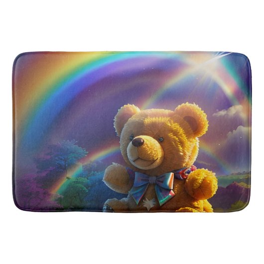 Sunshine Rainbow Teddy Bear Wonderland Badematte (Vorderseite)