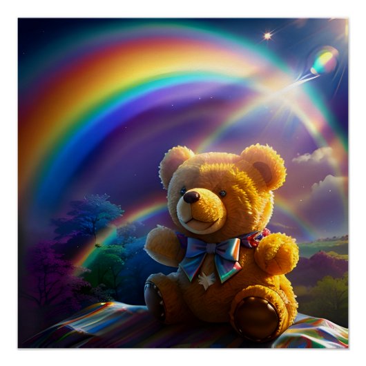 Sunshine Rainbow Teddy Bear Wonderland Poster (Vorderseite)