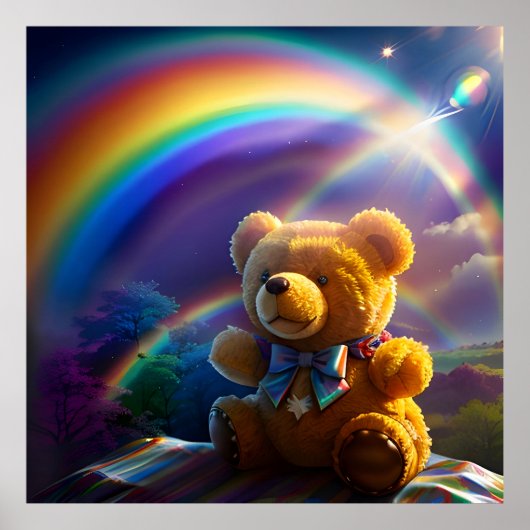 Sunshine Rainbow Teddy Bear Wonderland Poster (Vorne)