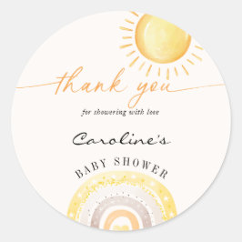 Sunshine & Rainbow Themed Baby Dusche Vielen Dank Runder Aufkleber