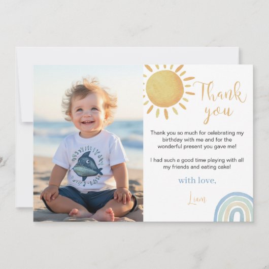 Sunshine Rainbow Vielen Dank Card Boho Birthday Dankeskarte (Vorderseite)