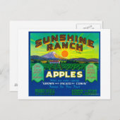 Sunshine Ranch Apple Label - Wapato, WA Postkarte (Vorne/Hinten)