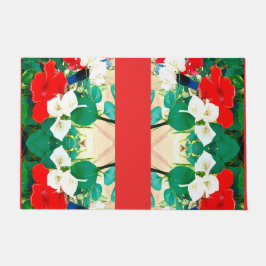 Sunshine Red Hibiskus Green Blätter Herbstfarben S Fußmatte