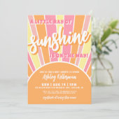 Sunshine Retro Bright Sun Baby Dusche Einladung (Stehend Vorderseite)