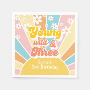 Sunshine Retro daisy 3. Geburtstag Serviette