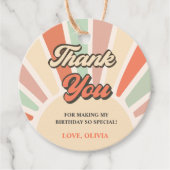 Sunshine Retro Rainbow Vielen Dank für Ihre Geburt Geschenkanhänger (Vorderseite)