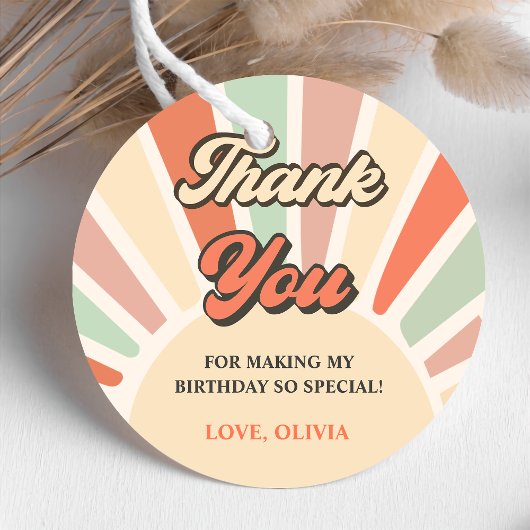 Sunshine Retro Rainbow Vielen Dank für Ihre Geburt Geschenkanhänger