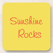 "Sunshine Rocks" Phrase Gelber Hintergrund Getränkeuntersetzer (Vorderseite)