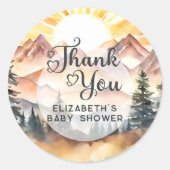 Sunshine Rustic Nature Mountains Script Vielen Dan Runder Aufkleber (Vorderseite)