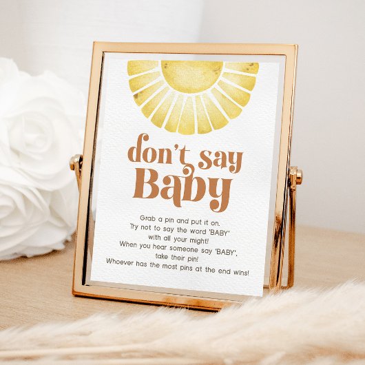 Sunshine Say Baby Game Boho Retro Sun Sign Poster