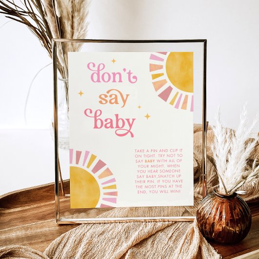 Sunshine Say Baby Shower Game Sign Poster