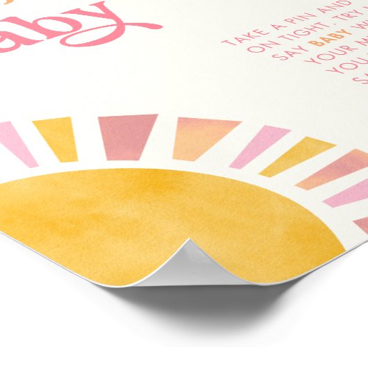 Sunshine Say Baby Shower Game Sign Poster (Ecke)