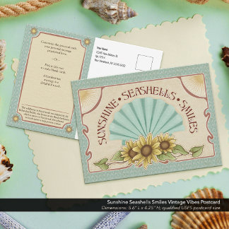 Sunshine Seashells Smiles Vintage Vibes Postkarte