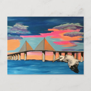 Sunshine Skyway Bridge Pop! Gemälde auf einer Post Postkarte