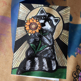 Sunshine Sonnenblume Raccoon Karte