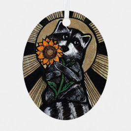 Sunshine Sonnenblume Raccoon Ornament Aus Metall