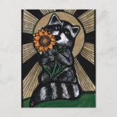 Sunshine Sonnenblume Raccoon Postkarte (Vorderseite)