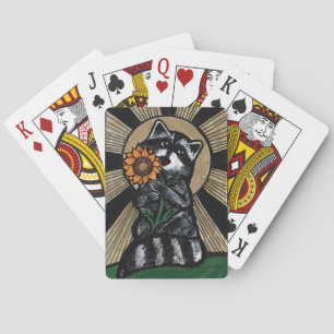 Sunshine Sonnenblume Raccoon Spielkarten