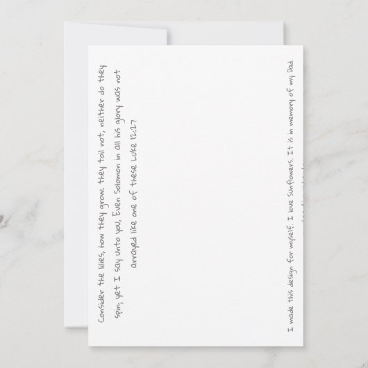 Sunshine Sonnenblume von Sherry Jarvis Dankeskarte (Rückseite)