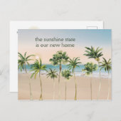 Sunshine Staat ist unser neuer Zuhause Palm Trees  Ankündigungspostkarte (Vorne/Hinten)