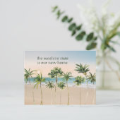 Sunshine Staat ist unser neuer Zuhause Palm Trees  Ankündigungspostkarte (Stehend Vorderseite)