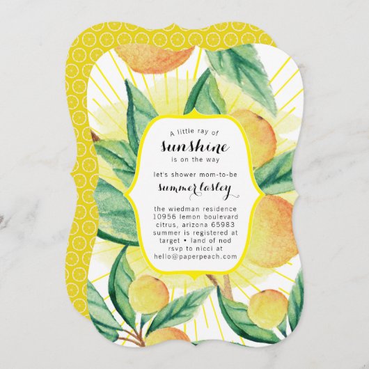 Sunshine Summer Baby Shower Einladungen (Vorne/Hinten)