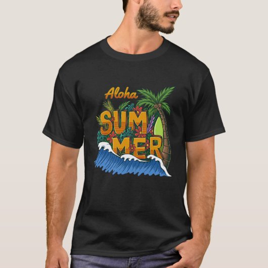 Sunshine Summer Palm Trees Beach Vibes Tropical Su T-Shirt (Vorderseite)