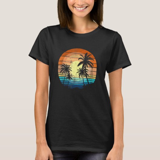 Sunshine Summer Vibes Palm Trees Beach Retro Tropi T-Shirt (Vorderseite)