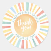 Sunshine Sun Baby Dusche Runder Aufkleber (Vorderseite)